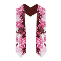 Pink Hibiscus Plumeria Floral Graduation Stole LT01 - Polynesian Pride