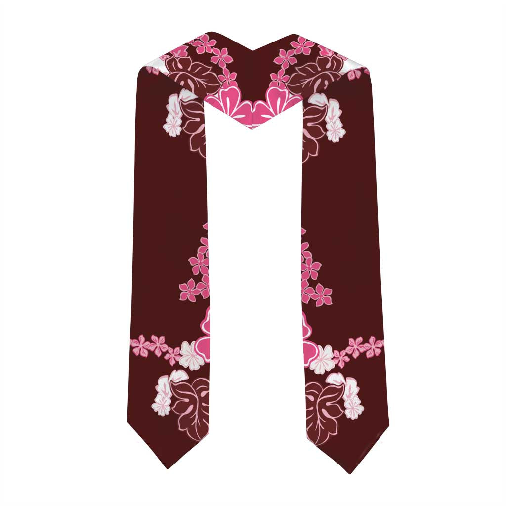 Pink Hibiscus Plumeria Floral Graduation Stole LT01 - Polynesian Pride