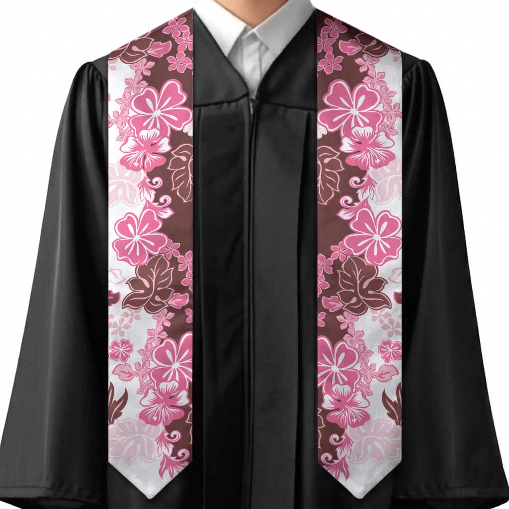 Pink Hibiscus Plumeria Floral Graduation Stole LT01 - Polynesian Pride