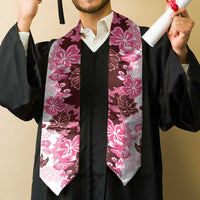 Pink Hibiscus Plumeria Floral Graduation Stole LT01 - Polynesian Pride