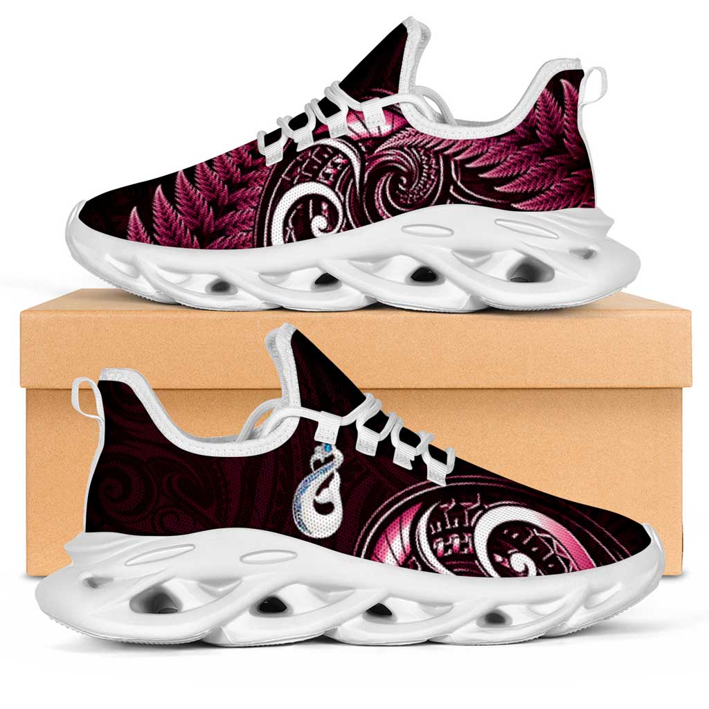 Pink New Zealand Clunky Sneakers Aotearoa Silver Fern With Manaia Maori Unique LT14 Pink - Polynesian Pride