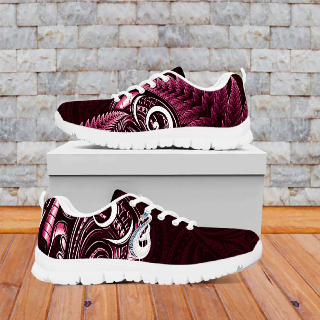 Pink New Zealand Sneakers Aotearoa Silver Fern With Manaia Maori Unique LT14 Pink - Polynesian Pride