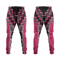 Pink Niho Taniwha Mix Poutama Jogger Pants Unique Taniko Aotearoa LT01 Pink - Polynesian Pride