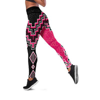 Pink Niho Taniwha Mix Poutama Leggings Unique Taniko Aotearoa LT01 Pink - Polynesian Pride