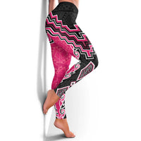 Pink Niho Taniwha Mix Poutama Leggings Unique Taniko Aotearoa LT01 - Polynesian Pride