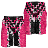 Pink Niho Taniwha Mix Poutama Shorts for Men Unique Taniko Aotearoa LT01 - Polynesian Pride