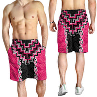 Pink Niho Taniwha Mix Poutama Shorts for Men Unique Taniko Aotearoa LT01 - Polynesian Pride