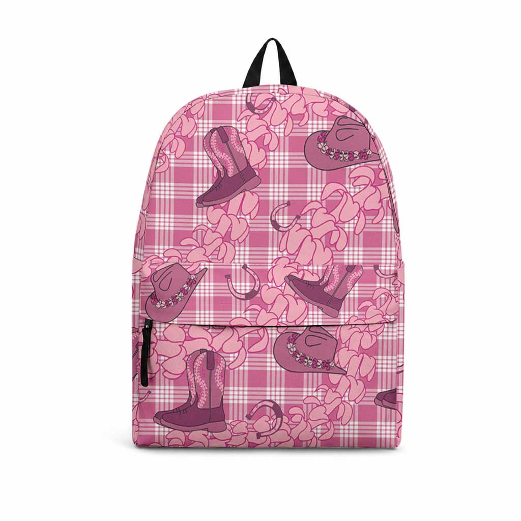 Pink Palaka Hawaii Cowboy Backpack Puakenikeni Lei Paniolo Papale Seamless Vibes LT14 Pink - Polynesian Pride