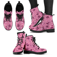 Pink Palaka Hawaii Cowboy Leather Boots Puakenikeni Lei Paniolo Papale Seamless Vibes - Polynesian Pride
