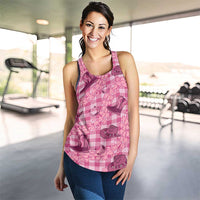 Pink Palaka Hawaii Cowboy Women Racerback Tank Puakenikeni Lei Paniolo Papale Seamless Vibes - Polynesian Pride