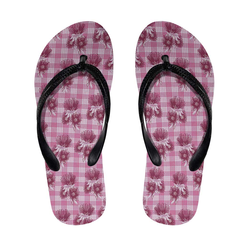 Pink Palaka Hawaii Flip Flops Hawaiian Lehua Blossoms LT05 Pink - Polynesian Pride