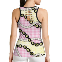 Pink Palaka Hawaii Hollow Tank Top Kukui Nut Pikake Lei Hawaiian Tapa Pattern LT14 - Polynesian Pride