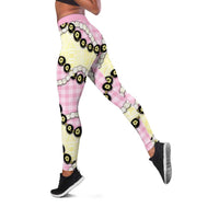Pink Palaka Hawaii Leggings Kukui Nut Pikake Lei Hawaiian Tapa Pattern LT14 Pink - Polynesian Pride
