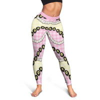 Pink Palaka Hawaii Leggings Kukui Nut Pikake Lei Hawaiian Tapa Pattern LT14 - Polynesian Pride