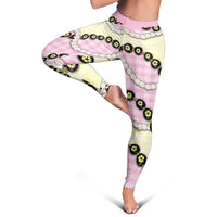 Pink Palaka Hawaii Leggings Kukui Nut Pikake Lei Hawaiian Tapa Pattern LT14 - Polynesian Pride