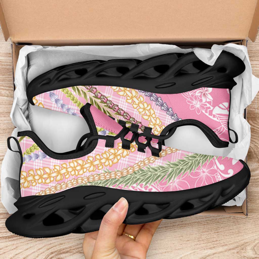Pink Palaka Hawaii Leis Clunky Sneakers Hawaiian-plaid Elegant Tropical Vibes LT14 - Polynesian Pride
