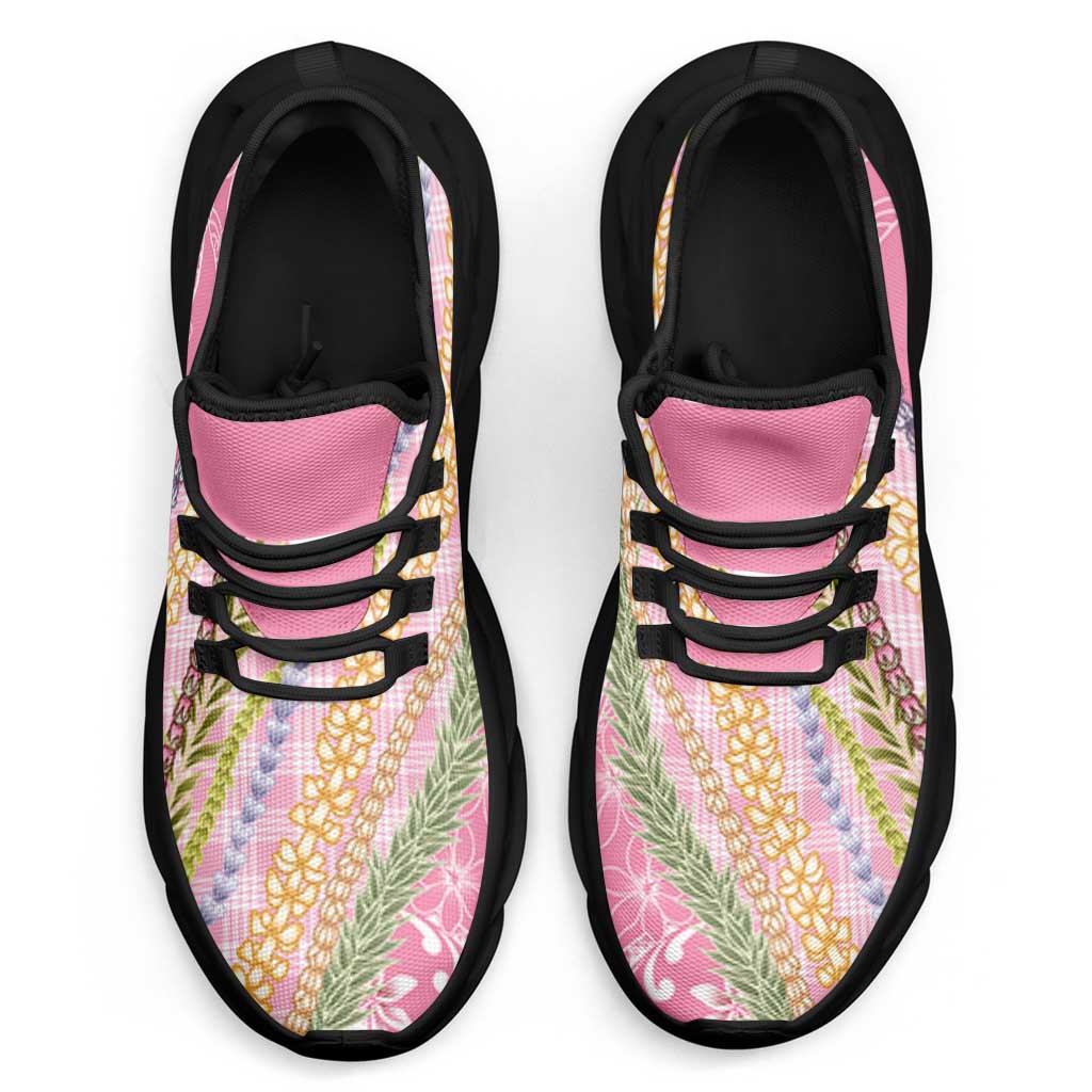 Pink Palaka Hawaii Leis Clunky Sneakers Hawaiian-plaid Elegant Tropical Vibes LT14 - Polynesian Pride