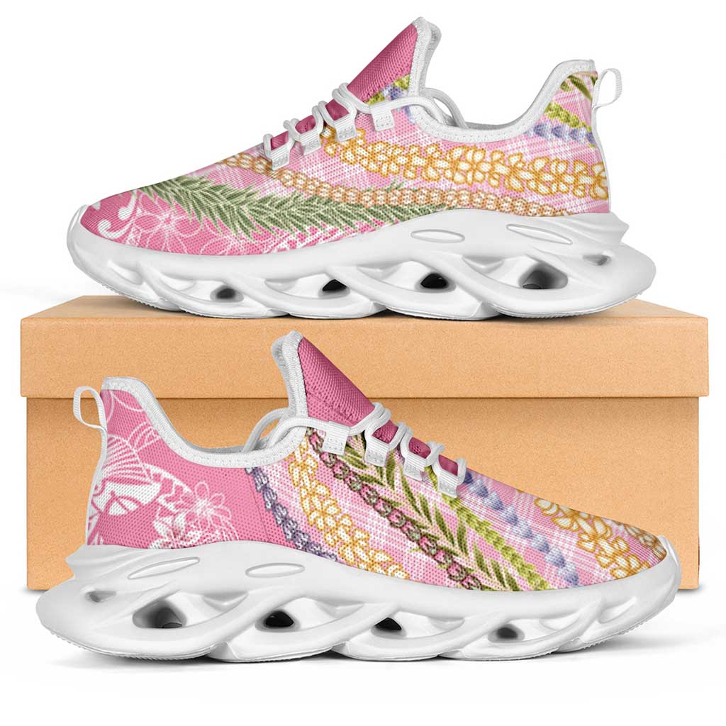 Pink Palaka Hawaii Leis Clunky Sneakers Hawaiian-plaid Elegant Tropical Vibes LT14 Pink - Polynesian Pride