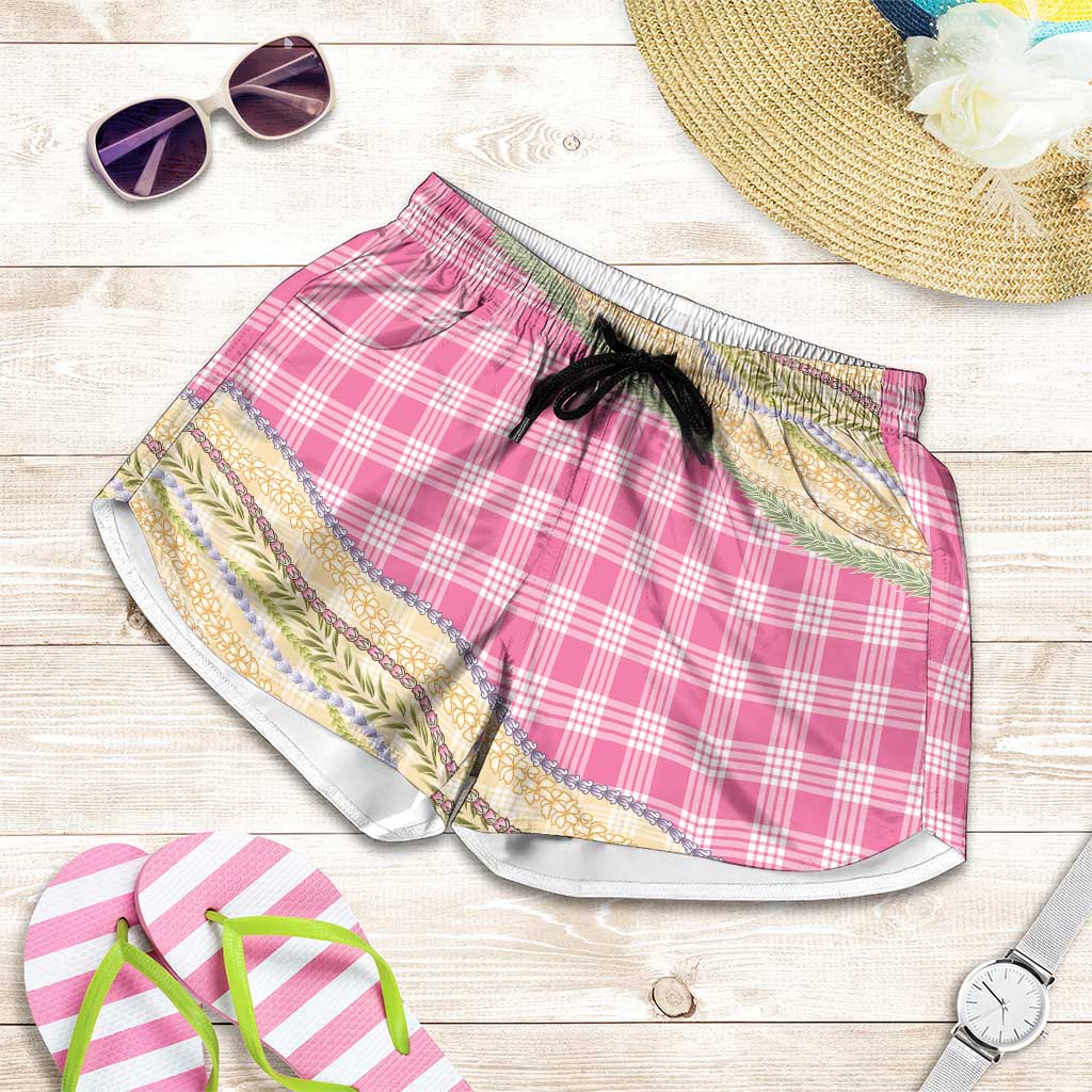 Pink Palaka Hawaii Leis Elegant Vibes Shorts for Women LT14 Pink - Polynesian Pride