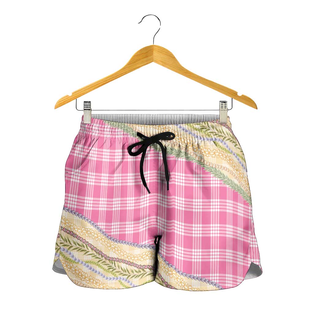 Pink Palaka Hawaii Leis Elegant Vibes Shorts for Women LT14 - Polynesian Pride