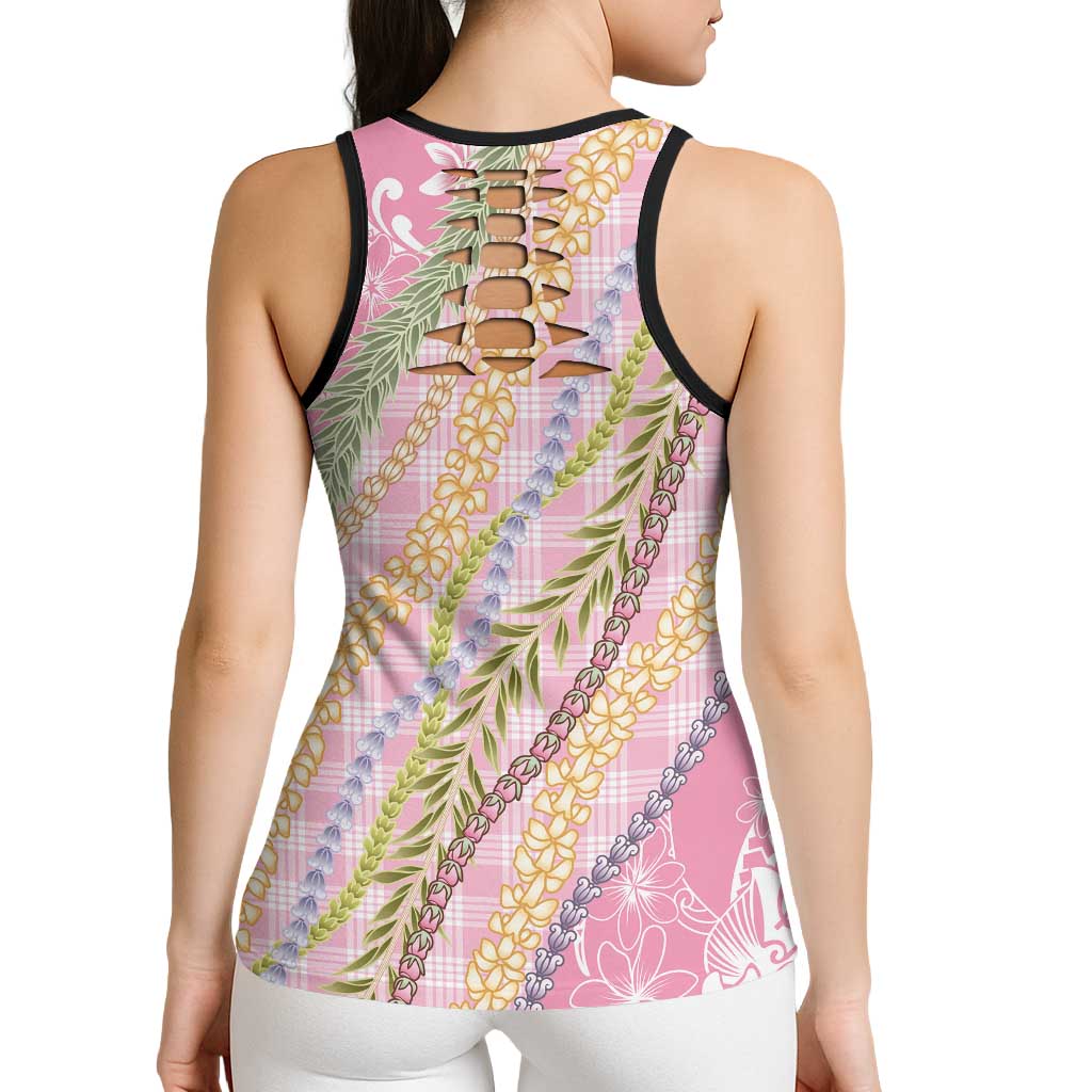 Pink Palaka Hawaii Leis Hollow Tank Top Hawaiian-plaid Elegant Tropical Vibes LT14 - Polynesian Pride