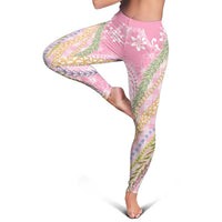 Pink Palaka Hawaii Leis Leggings Hawaiian-plaid Elegant Tropical Vibes - Polynesian Pride