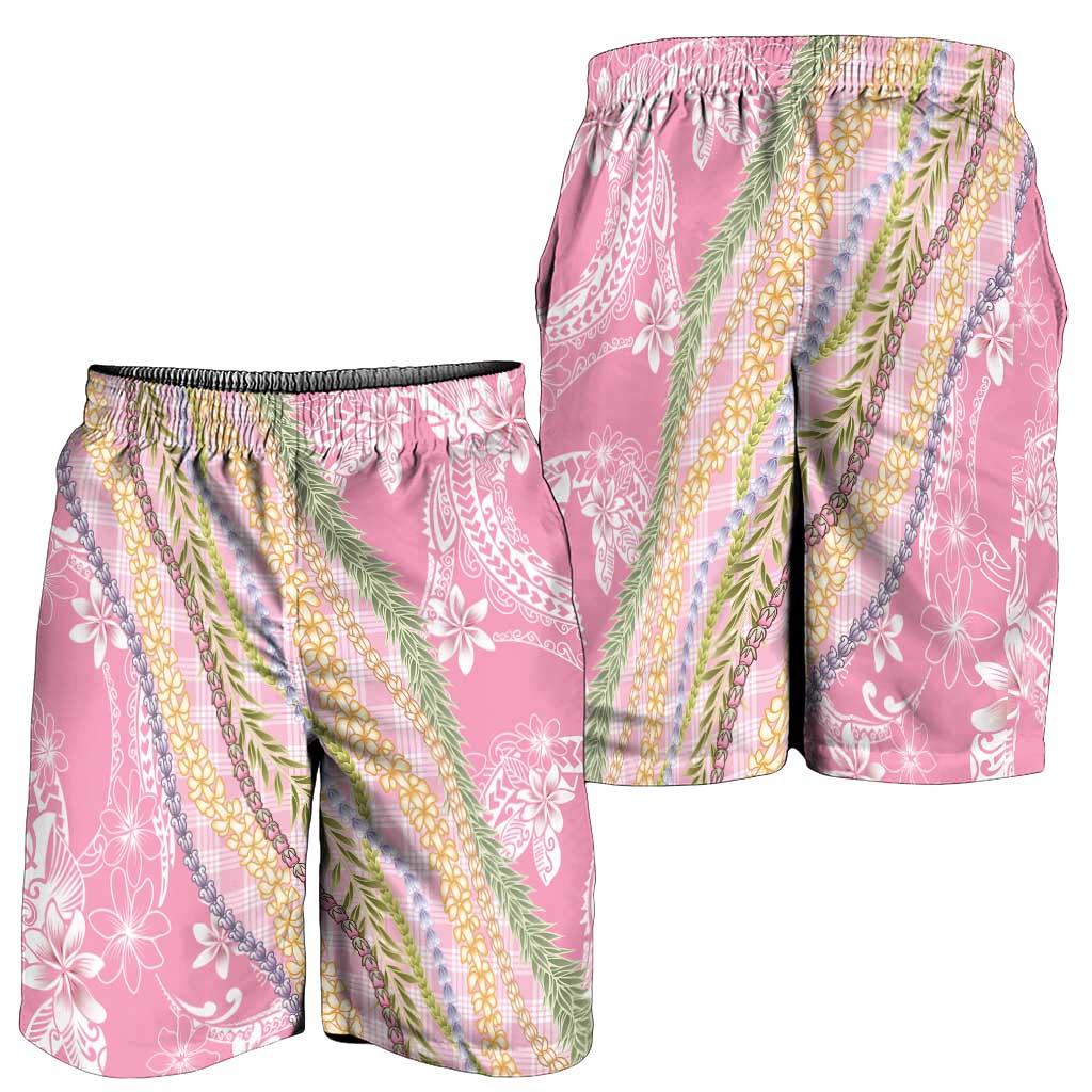 Pink Palaka Hawaii Leis Shorts for Men Hawaiian-plaid Elegant Tropical Vibes LT14 - Polynesian Pride