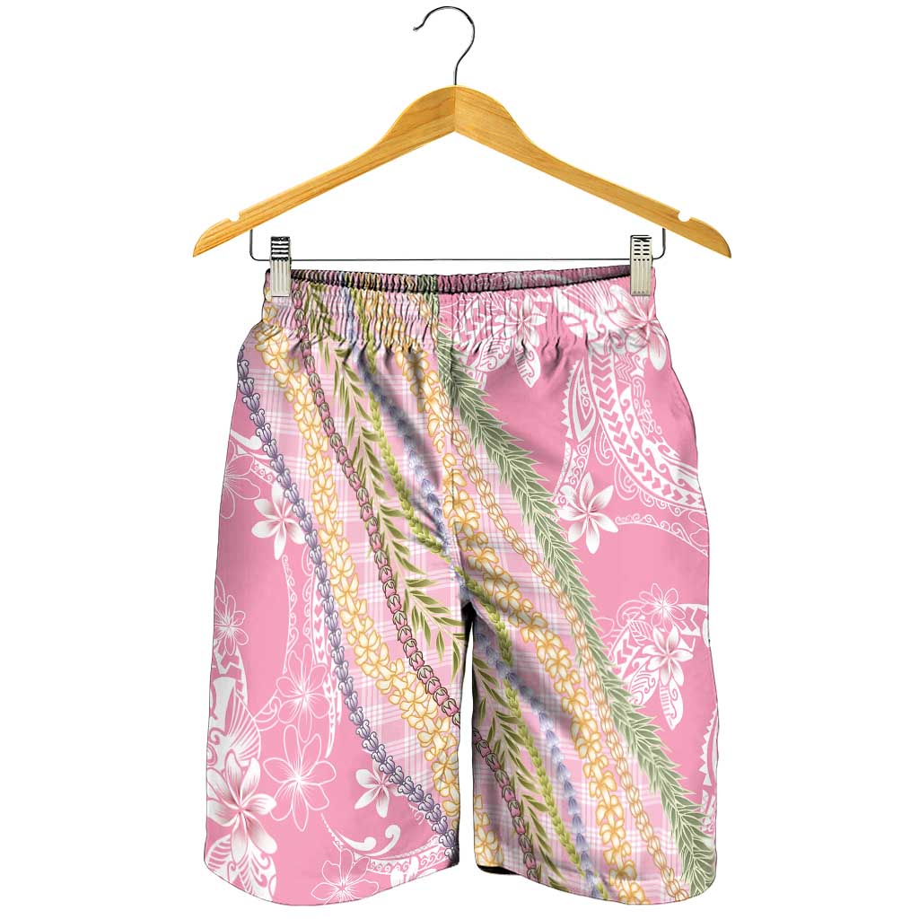 Pink Palaka Hawaii Leis Shorts for Men Hawaiian-plaid Elegant Tropical Vibes LT14 - Polynesian Pride