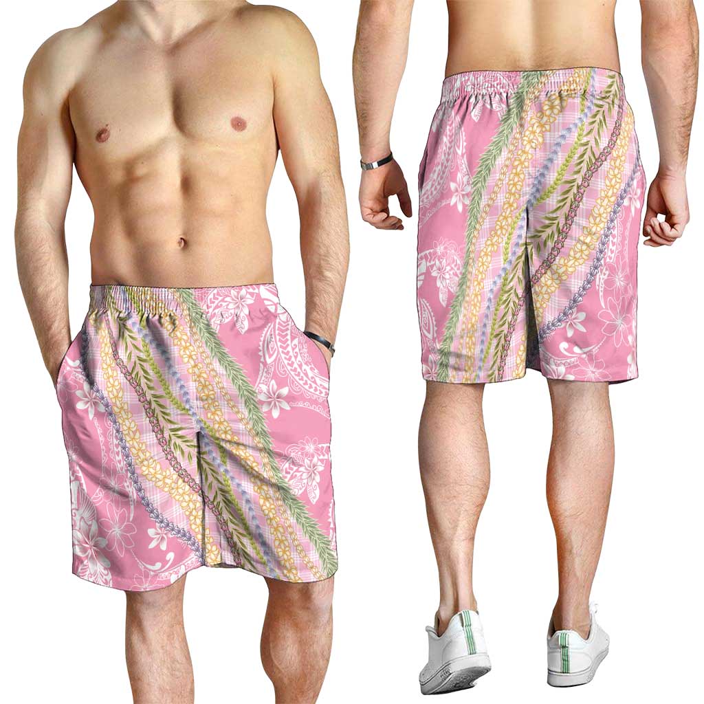 Pink Palaka Hawaii Leis Shorts for Men Hawaiian-plaid Elegant Tropical Vibes LT14 - Polynesian Pride
