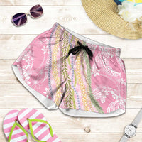 Pink Palaka Hawaii Leis Shorts for Women Hawaiian-plaid Elegant Tropical Vibes LT14 Pink - Polynesian Pride