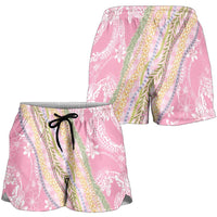 Pink Palaka Hawaii Leis Shorts for Women Hawaiian-plaid Elegant Tropical Vibes LT14 - Polynesian Pride