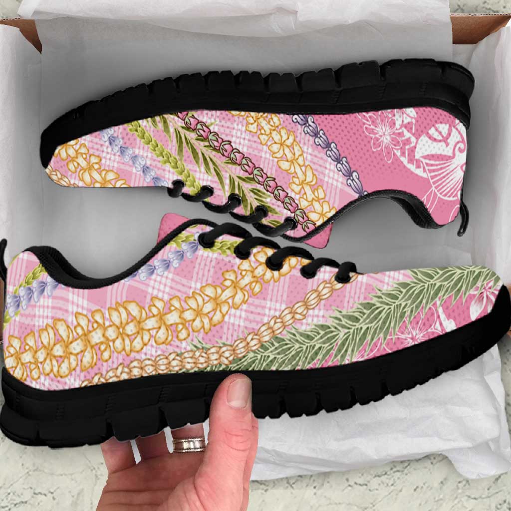 Pink Palaka Hawaii Leis Sneakers Hawaiian-plaid Elegant Tropical Vibes LT14 Pink - Polynesian Pride