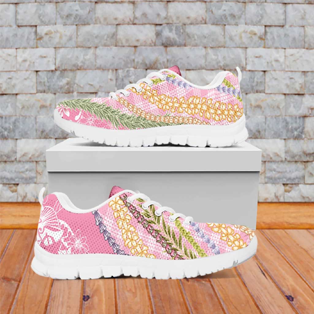 Pink Palaka Hawaii Leis Sneakers Hawaiian-plaid Elegant Tropical Vibes LT14 Pink - Polynesian Pride