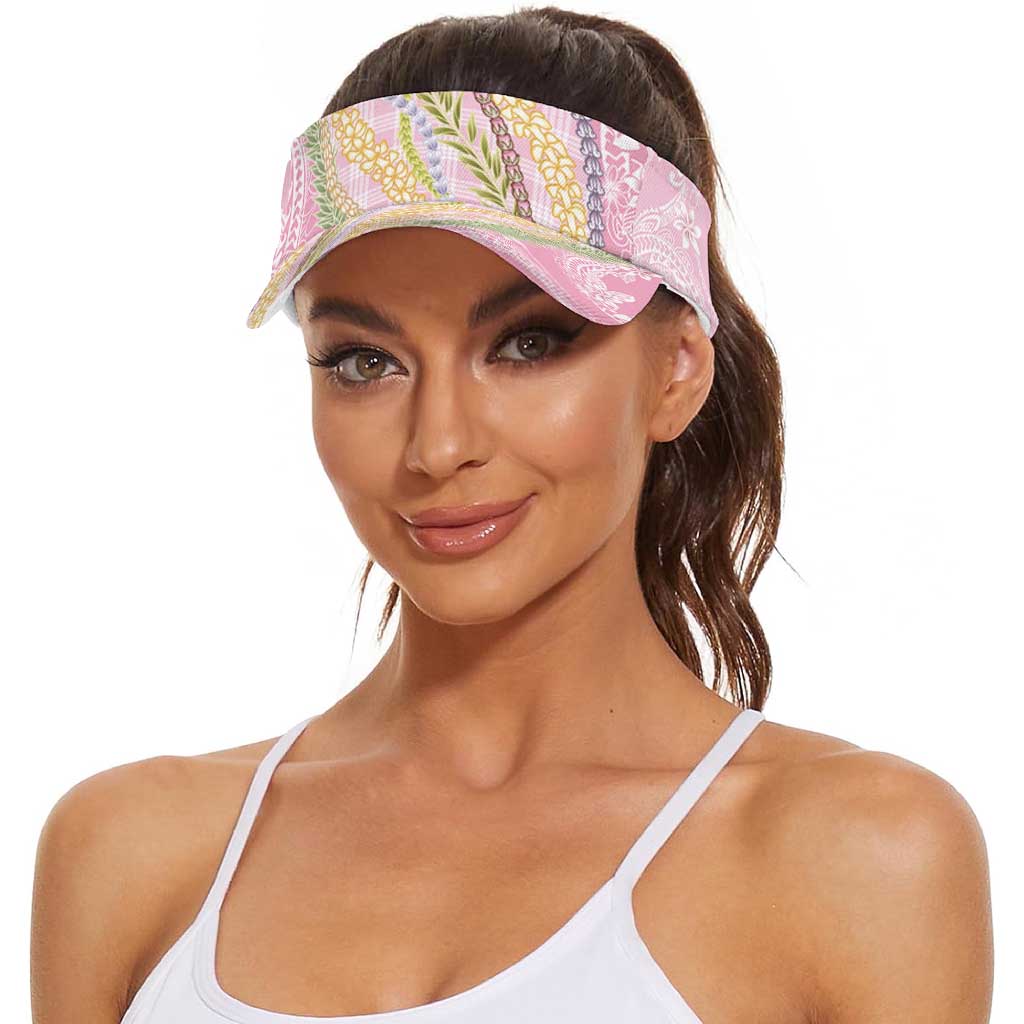 Pink Palaka Hawaii Leis Sun Visor Cap Hawaiian-plaid Elegant Tropical Vibes LT14 - Polynesian Pride