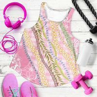 Pink Palaka Hawaii Leis Women Racerback Tank Hawaiian-plaid Elegant Tropical Vibes LT14 Pink - Polynesian Pride