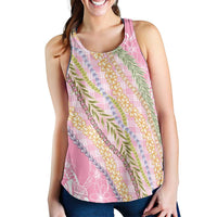 Pink Palaka Hawaii Leis Women Racerback Tank Hawaiian-plaid Elegant Tropical Vibes LT14 - Polynesian Pride