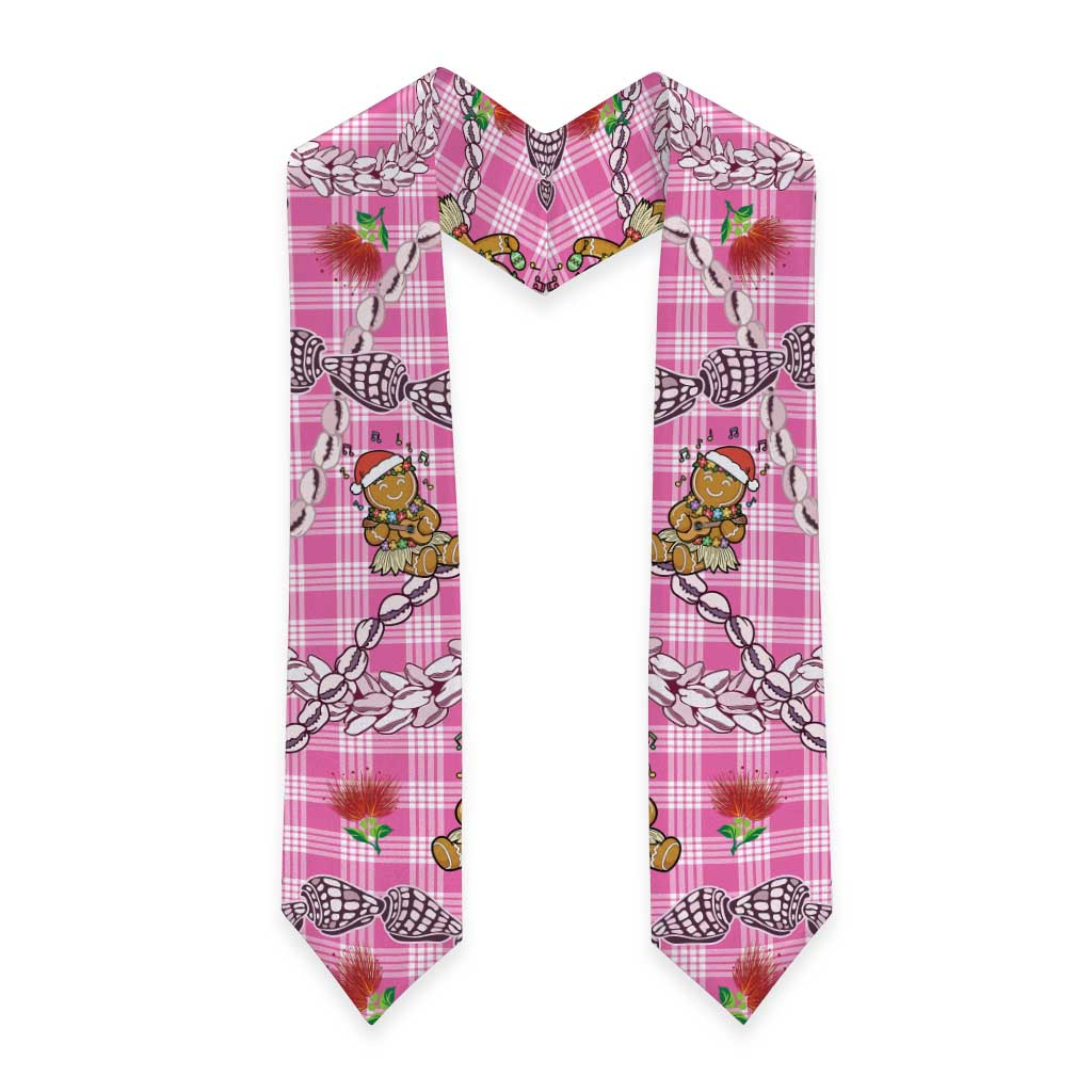 Pink Palaka Hawaii Mele Kalikimaka Graduation Stole Ohia Lehua Shell Leis Funny Gingerbread Santa LT14 - Polynesian Pride