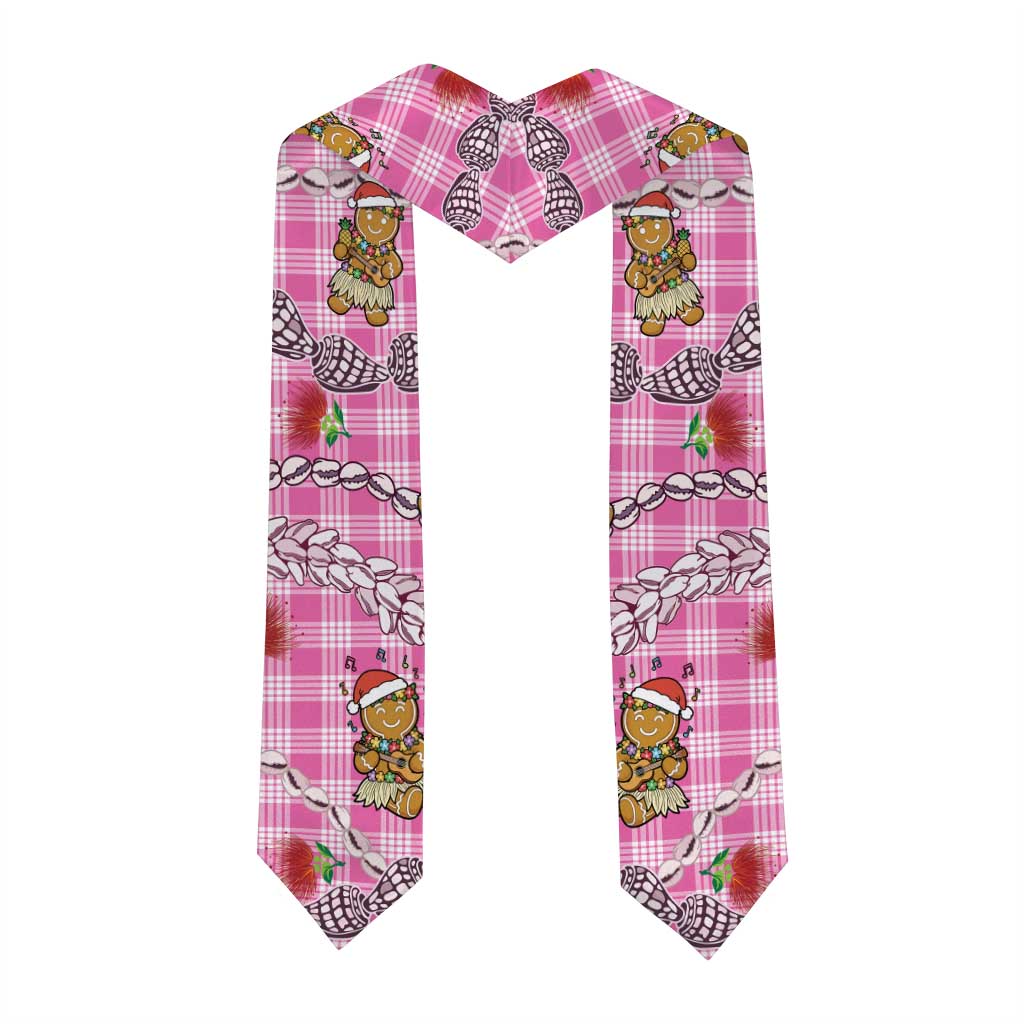 Pink Palaka Hawaii Mele Kalikimaka Graduation Stole Ohia Lehua Shell Leis Funny Gingerbread Santa LT14 - Polynesian Pride