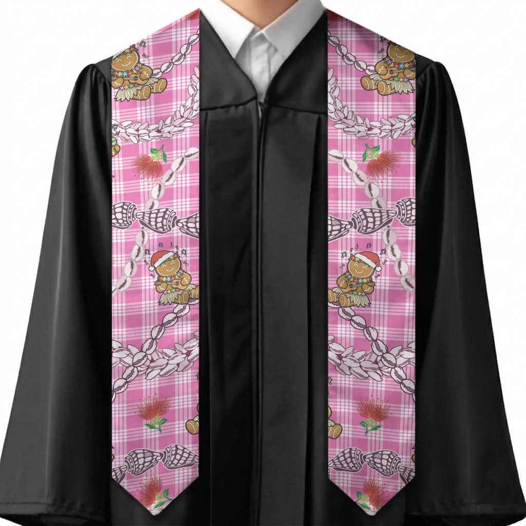 Pink Palaka Hawaii Mele Kalikimaka Graduation Stole Ohia Lehua Shell Leis Funny Gingerbread Santa LT14 - Polynesian Pride