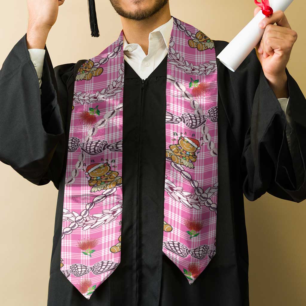 Pink Palaka Hawaii Mele Kalikimaka Graduation Stole Ohia Lehua Shell Leis Funny Gingerbread Santa LT14 - Polynesian Pride
