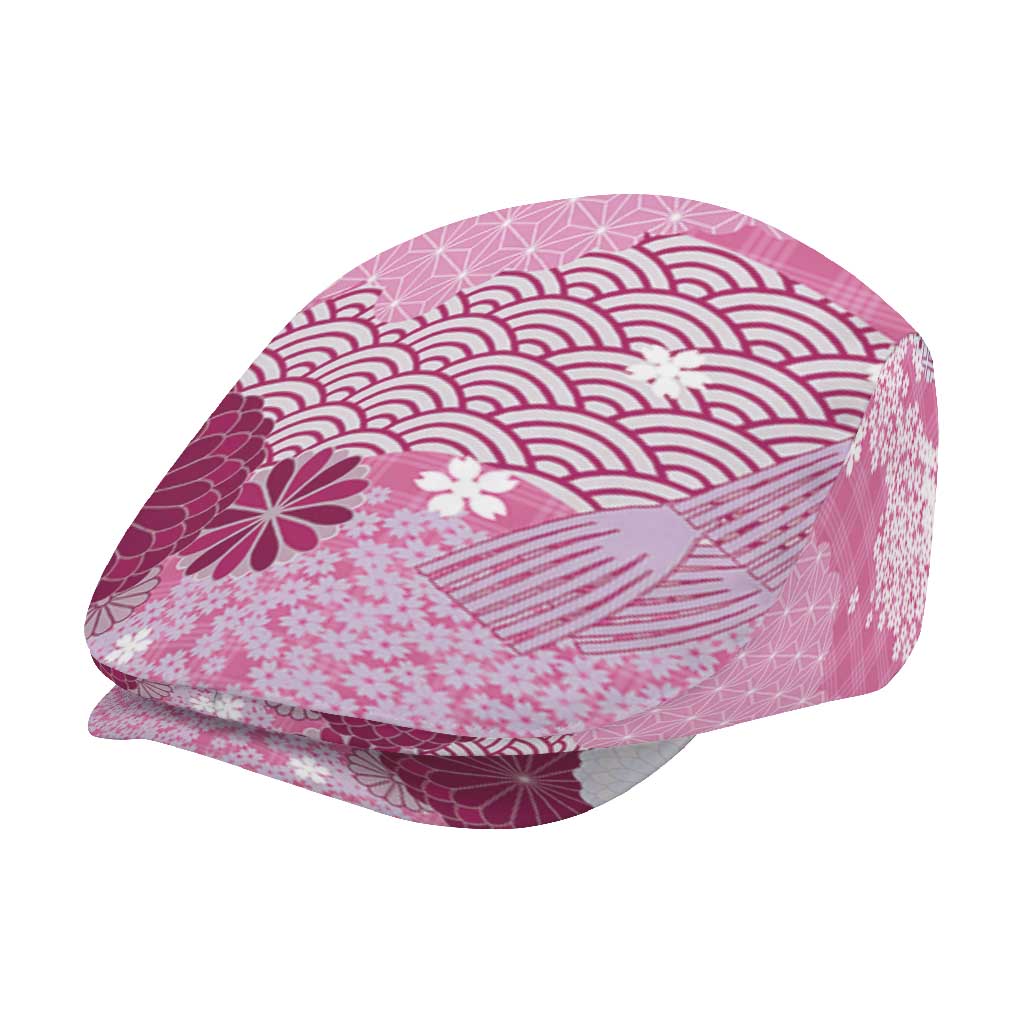 Pink Palaka Japanese Traditional Jeff Hat Asanoha Seigaiha Sakura Motif - Polynesian Pride