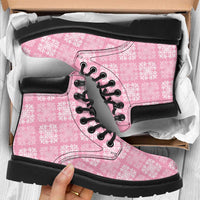 Pink Palaka Quilt Hawaii All Season Boots Traditional Hawaii-plaid Pattern - Polynesian Pride