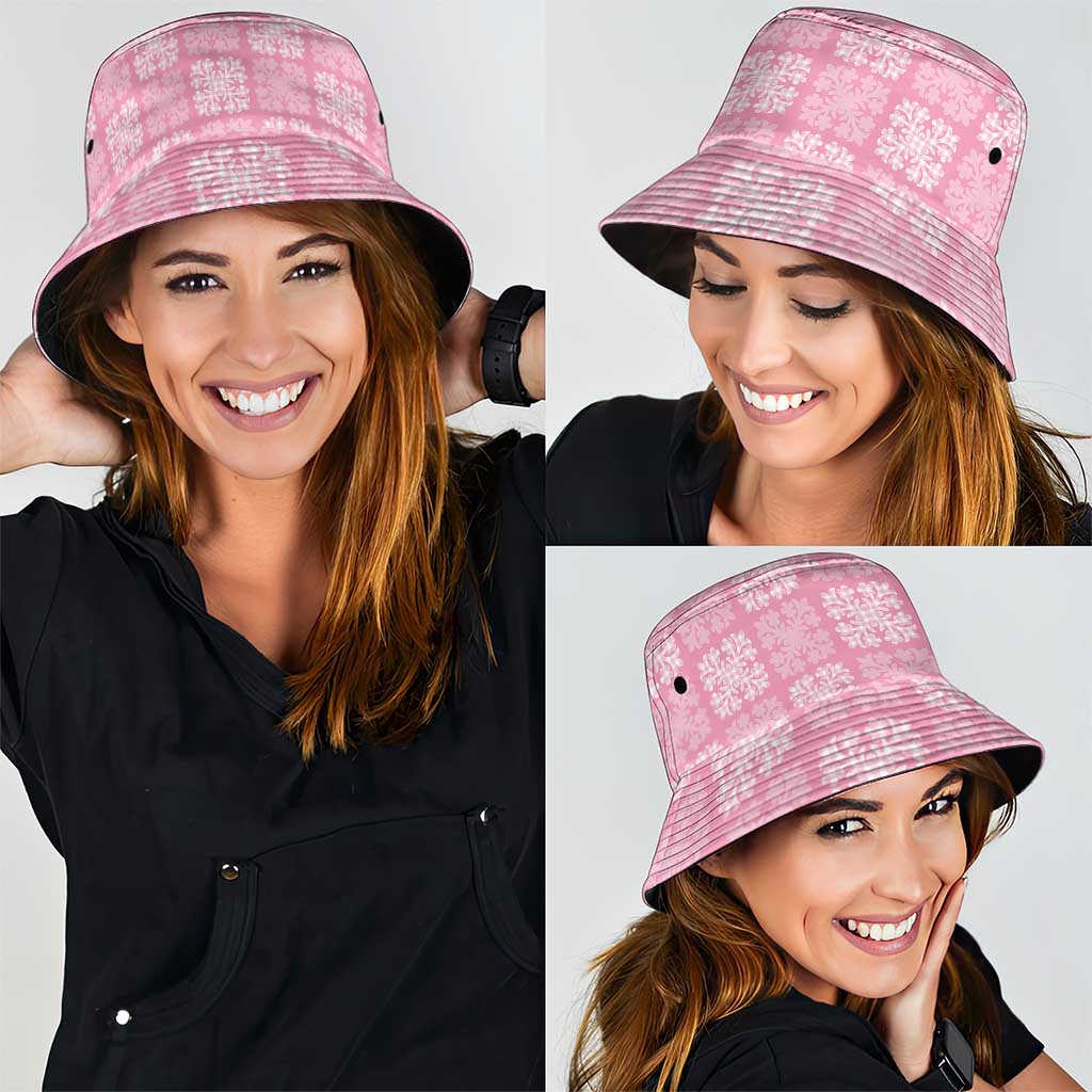 Pink Palaka Quilt Hawaii Bucket Hat Traditional Hawaii-plaid Pattern - Polynesian Pride