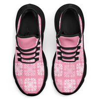 Pink Palaka Quilt Hawaii Clunky Sneakers Traditional Hawaii-plaid Pattern - Polynesian Pride