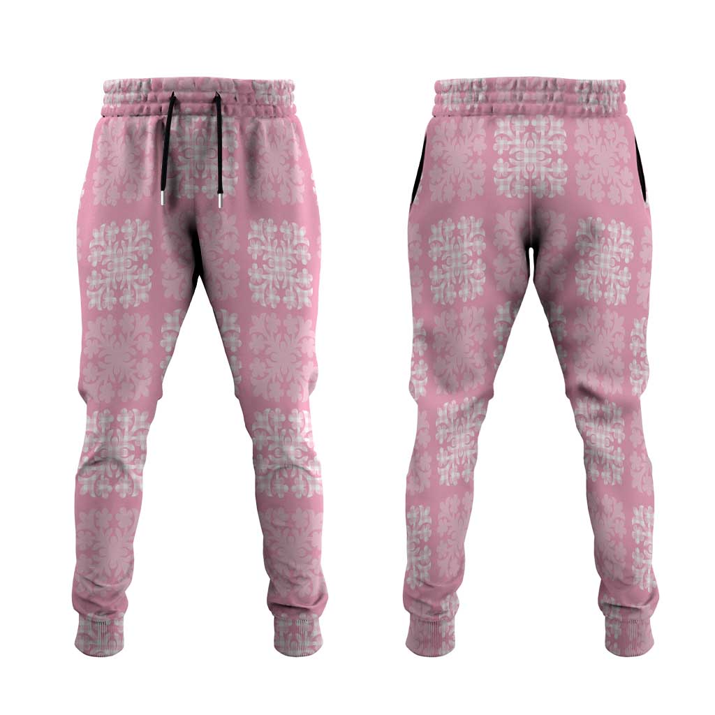 Pink Palaka Quilt Hawaii Jogger Pants Traditional Hawaii-plaid Pattern - Polynesian Pride