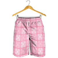 Pink Palaka Quilt Hawaii Shorts for Men Traditional Hawaii-plaid Pattern - Polynesian Pride