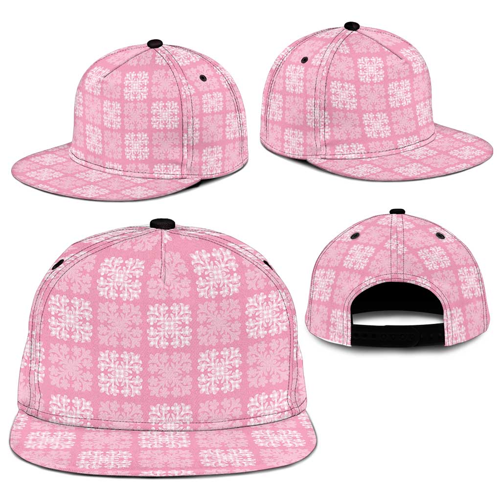 Pink Palaka Quilt Hawaii Snapback Cap Traditional Hawaii-plaid Pattern - Polynesian Pride