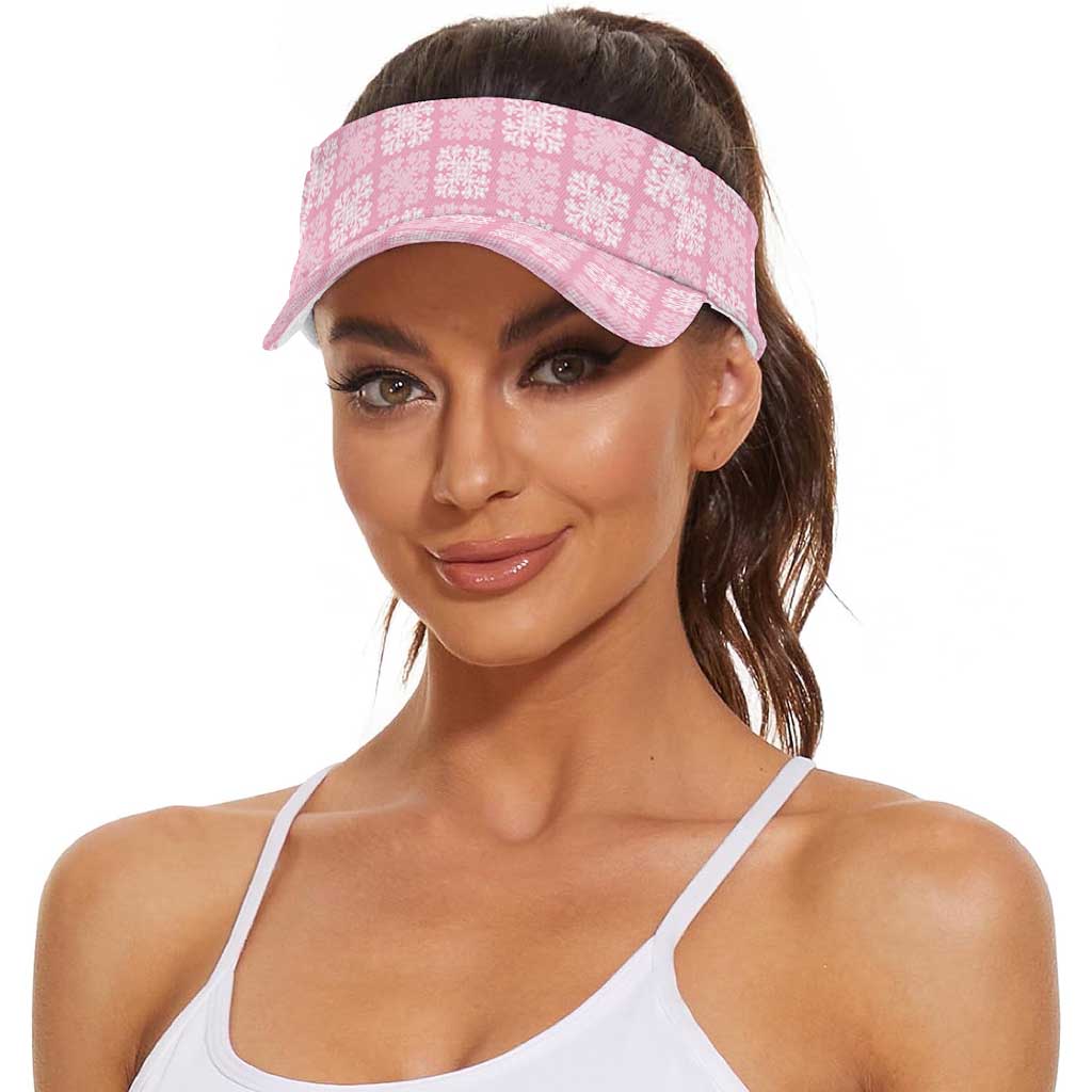 Pink Palaka Quilt Hawaii Sun Visor Cap Traditional Hawaii-plaid Pattern LT14 - Polynesian Pride