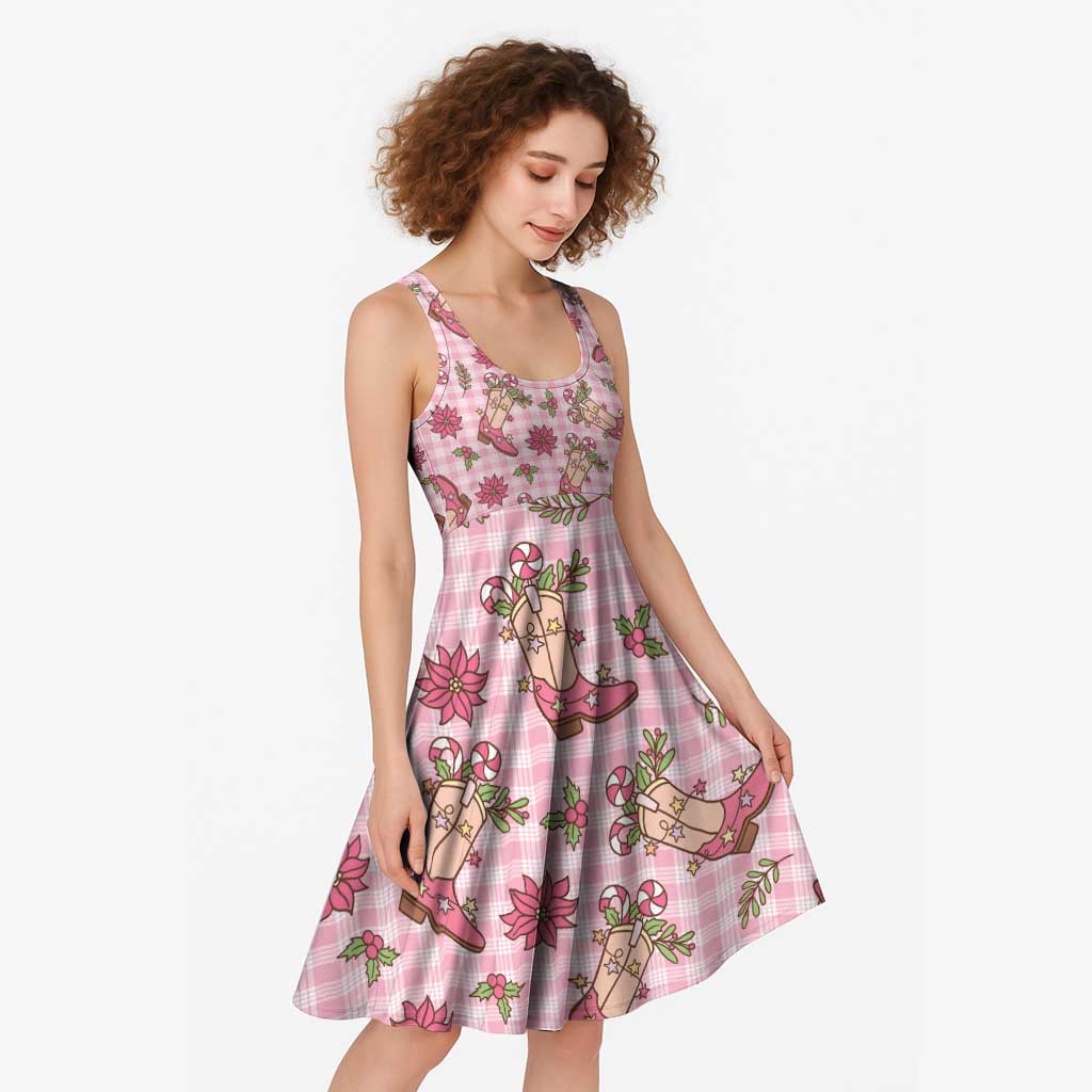 Pink Paniolo Palaka Hawaiian Cowgirl Christmas Midi Dress - Polynesian Pride