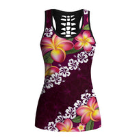Pink Polynesia Hollow Tank Top Plumeria With Hibiscus Pattern Tropical Vibes LT14 Female Pink - Polynesian Pride